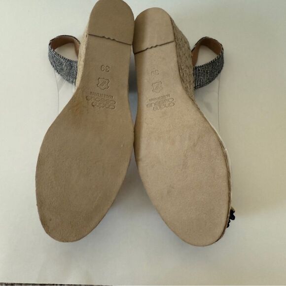 André Assous Aspen Clear Slingback Flower Espadrille Wedge Sandals Size 8.5 - Picture 7 of 7